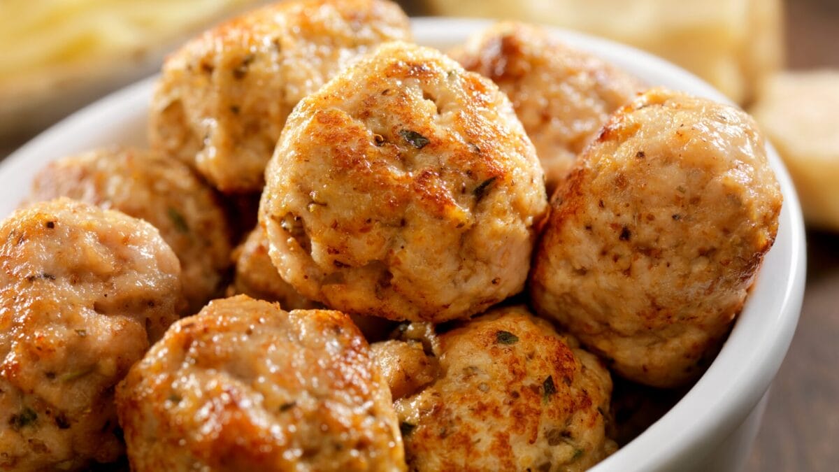 plate of meatballs inside a white bowl